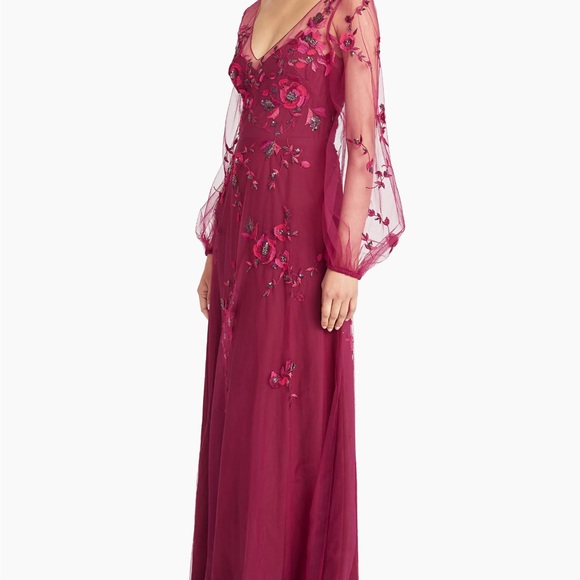 Theia Adora Embroidered Tulle Gown, Color: Fig, Size:14 - Picture 5 of 9